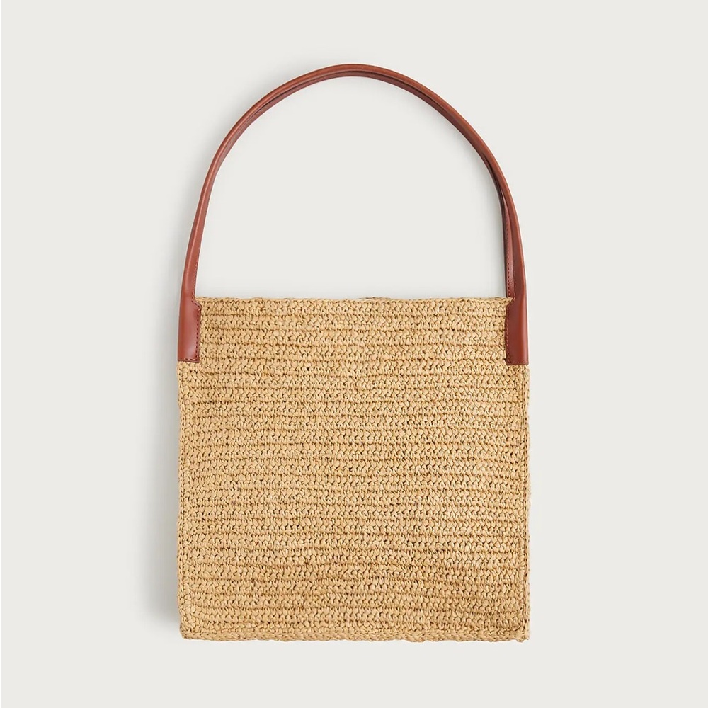 NEW J. Crew Large handknotted packable tote bag leather straps BZ445 $178 - Picture 3 of 10